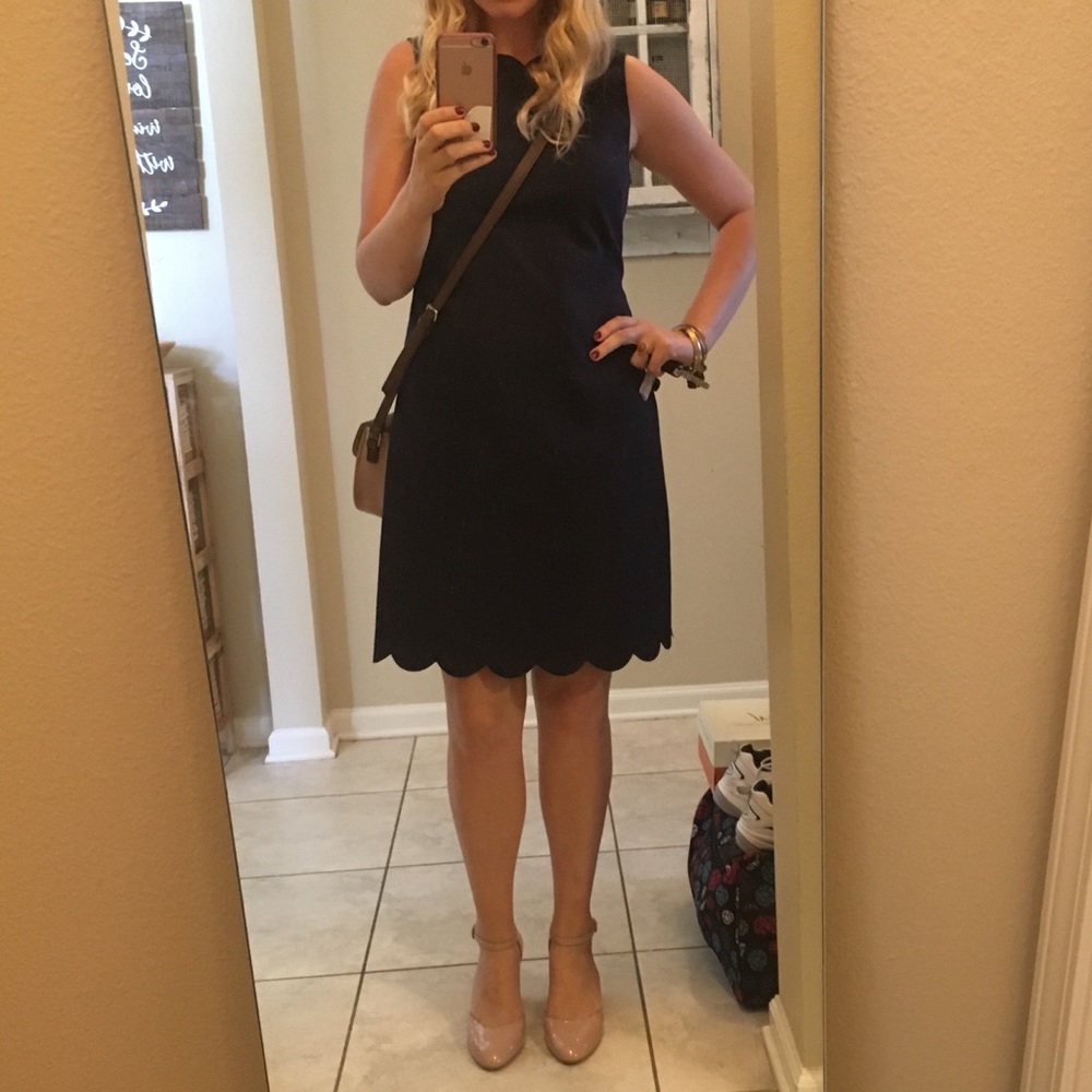JCrew Navy Scalloped Dress